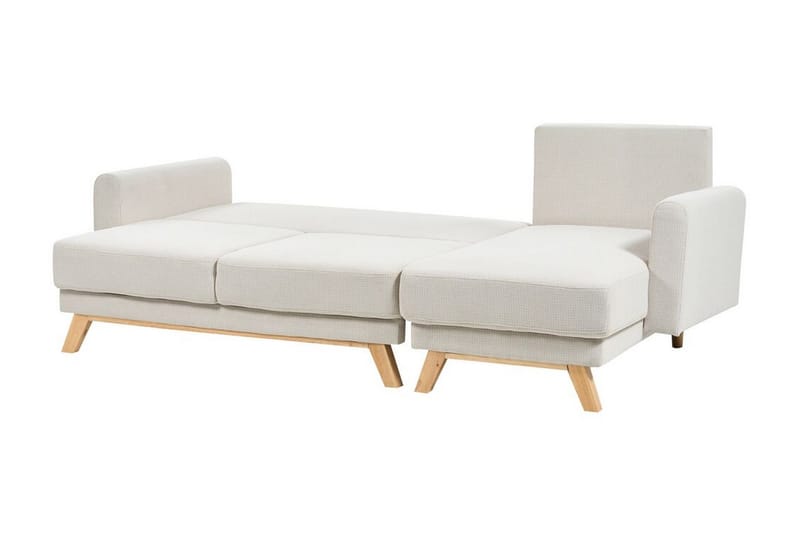 Faustin Hjørnesovesofa 3-seter - Beige/Lyst tre - Møbler - Sofaer - Sovesofaer