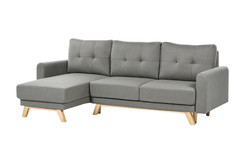 Faustin Hjørnesovesofa 3-seter - Grå/Lyst tre - Møbler - Sofaer - Sovesofaer