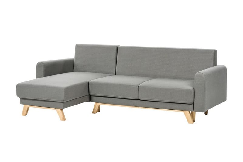 Faustin Hjørnesovesofa 3-seter - Grå/Lyst tre - Møbler - Sofaer - Sovesofaer