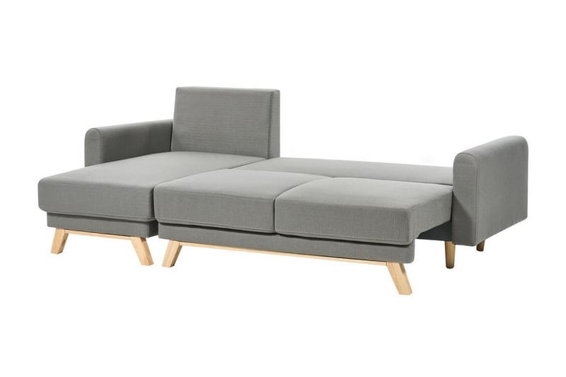 Faustin Hjørnesovesofa 3-seter - Grå/Lyst tre - Møbler - Sofaer - Sovesofaer