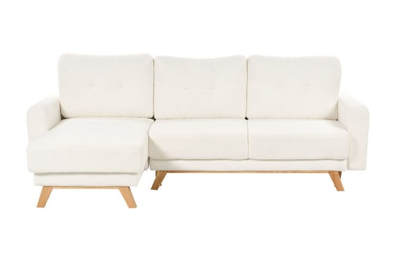 Faustin Hjørnesovesofa 3-seter - Hvit/Lyst tre - Møbler - Sofaer - Sovesofaer