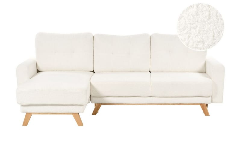 Faustin Hjørnesovesofa 3-seter - Hvit/Lyst tre - Møbler - Sofaer - Sovesofaer