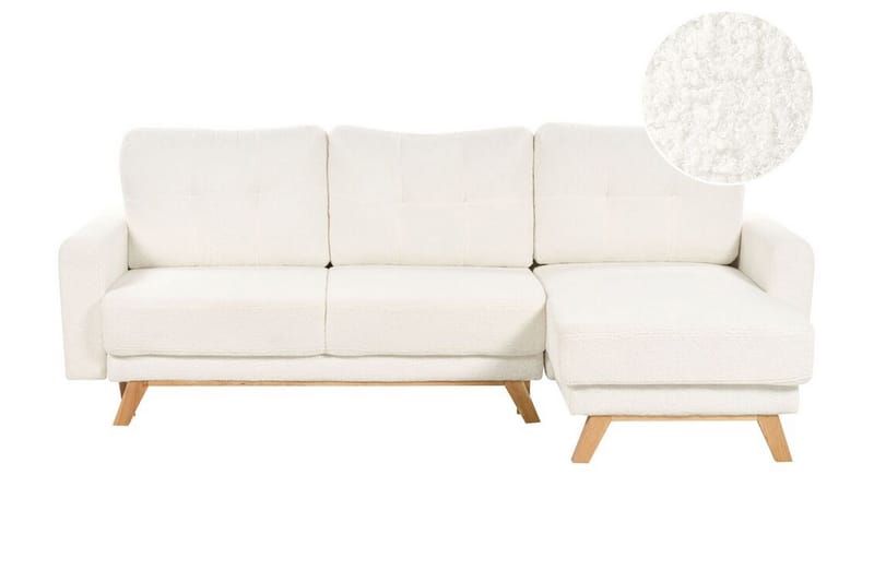 Faustin Hjørnesovesofa 3-seter - Hvit/Lyst tre - Møbler - Sofaer - Sovesofaer