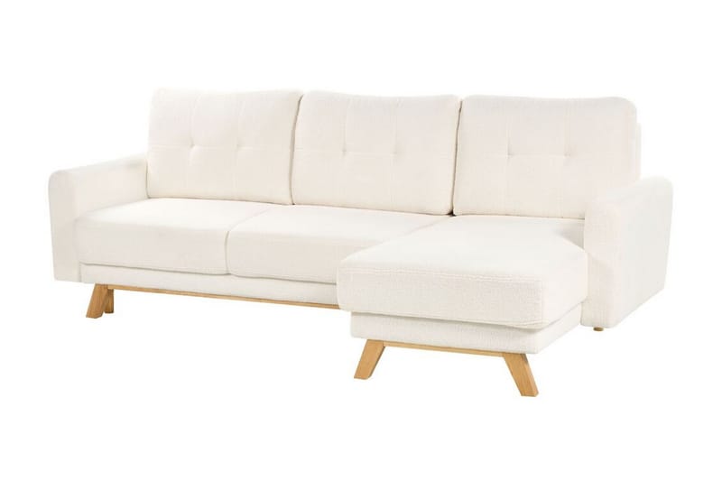 Faustin Hjørnesovesofa 3-seter - Hvit/Lyst tre - Møbler - Sofaer - Sovesofaer