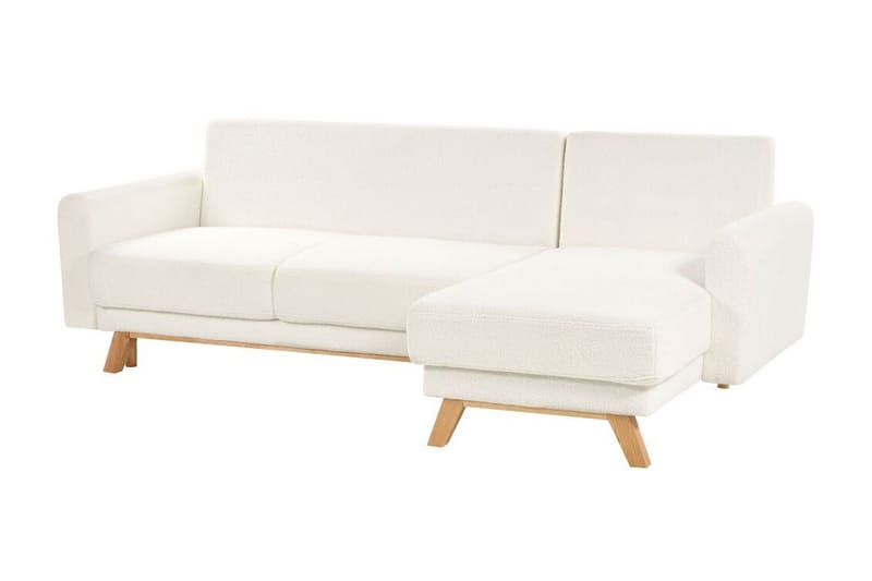 Faustin Hjørnesovesofa 3-seter - Hvit/Lyst tre - Møbler - Sofaer - Sovesofaer