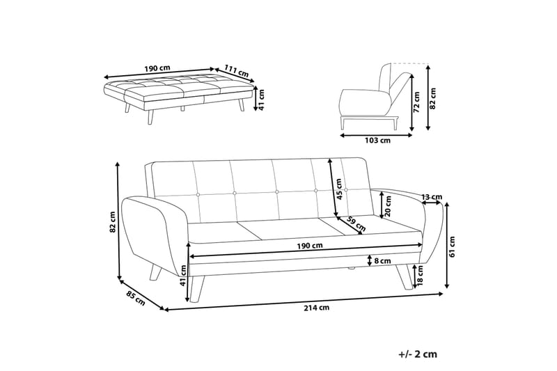 Feliks Sovesofa 3-seter - Beige/Lyst tre - Møbler - Sofaer - Sovesofaer