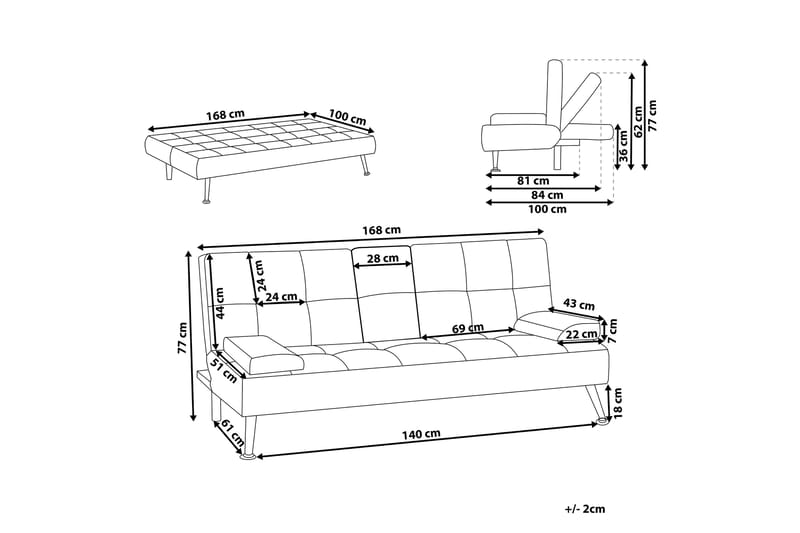 Ferne Sovesofa 3-seter - Beige/Sølv - Møbler - Sofaer - Sovesofaer