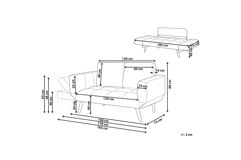 Ferrel Sovesofa 2-seter - Rosa/Svart - Møbler - Sofaer - Sovesofaer