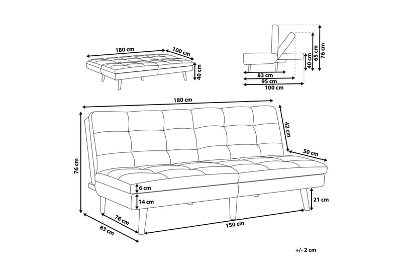 Finan Sovesofa 3-seter - Svart/Mørkt tre - Møbler - Sofaer - Sovesofaer