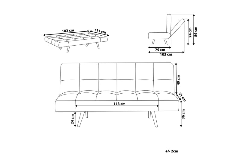 Fiora Sovesofa 3-seter - Blå/Lyst tre - Møbler - Sofaer - Sovesofaer