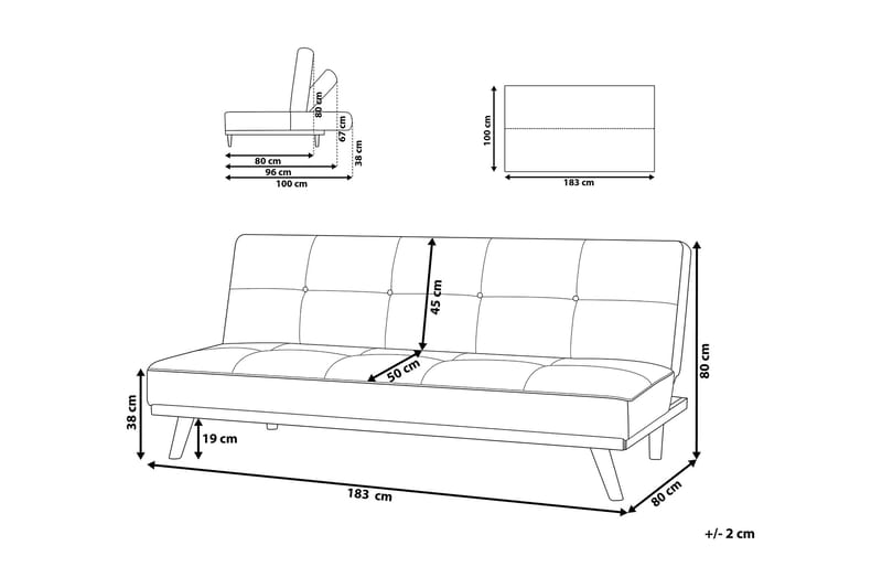 Froya Divansovesofa 183 cm - Grå - Møbler - Sofaer - Sovesofaer