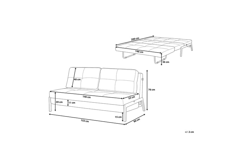 Edland Sovesofa 152 cm - Grå - Møbler - Sofaer - Sovesofaer - Futon - Futon sofa