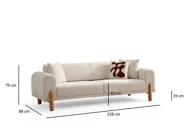 Godiva Sovesofa 3-seter - Krem - Møbler - Sofaer - Sovesofaer