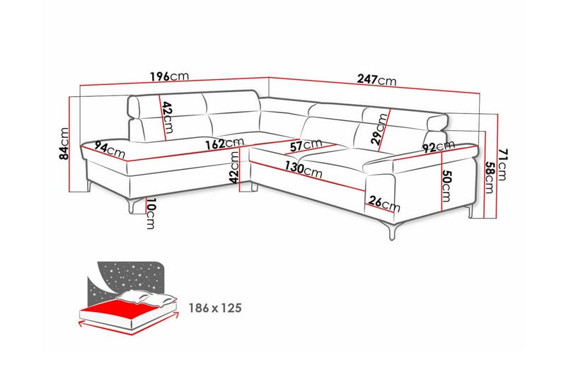 Graystone 3-seters Hjørnesovesofa - Cream - Møbler - Sofaer - Sovesofaer