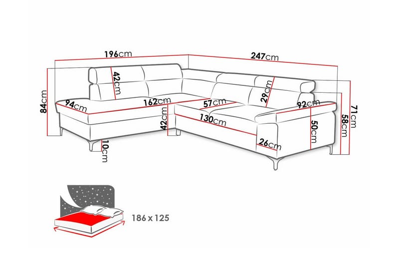 Graystone 3-seters Hjørnesovesofa - Lyse brun - Møbler - Sofaer - Sovesofaer