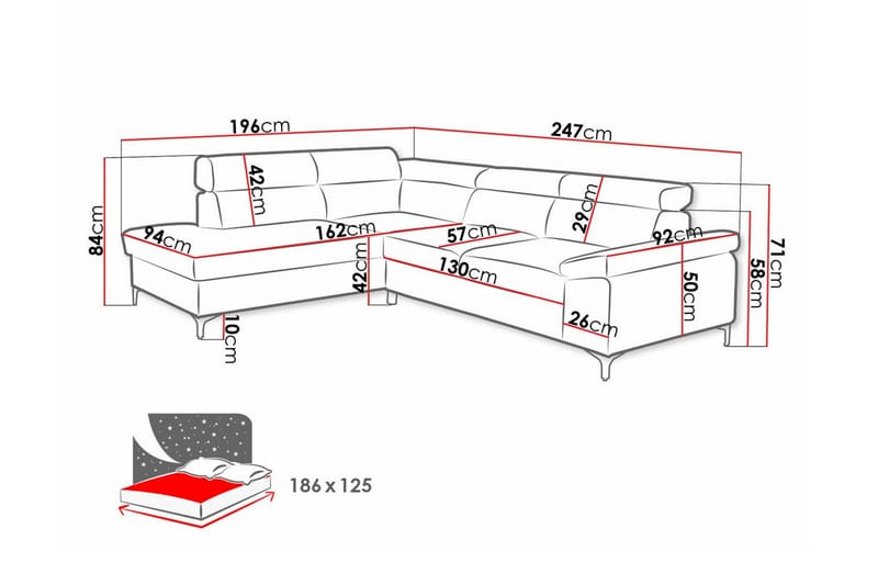 Graystone 3-seters Hjørnesovesofa - Lyse brun - Møbler - Sofaer - Sovesofaer