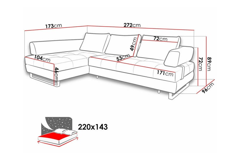 Graystone 3-seters Hjørnesovesofa - Lysegrå - Møbler - Sofaer - Sovesofaer