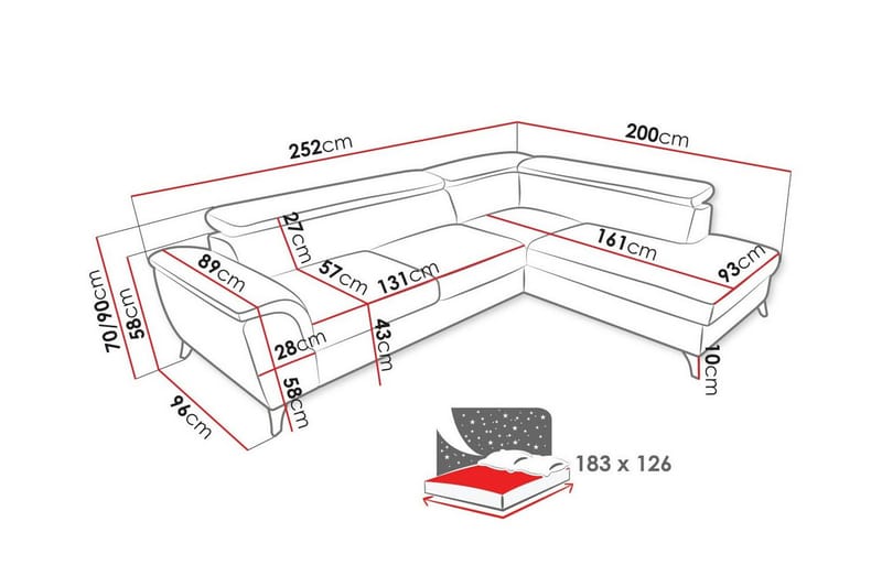 Graystone 4-seters Hjørnesovesofa - Brun - Møbler - Sofaer - Sovesofaer