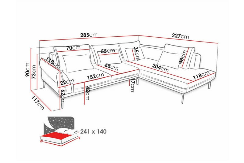 Graystone 4-seters Hjørnesovesofa - Mørkeblå - Møbler - Sofaer - Sovesofaer