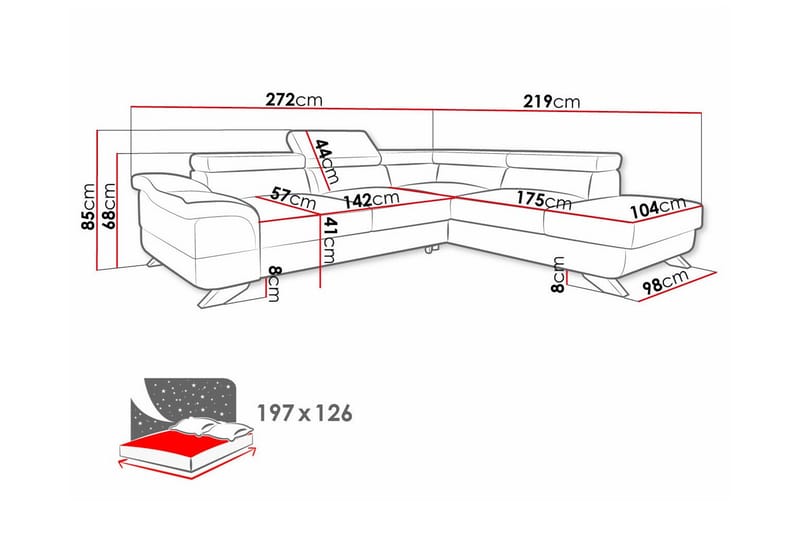 Graystone 4-seters Hjørnesovesofa - Mørkebrun - Møbler - Sofaer - Sovesofaer