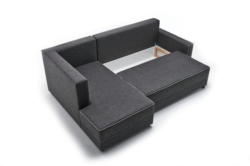 Highbank Sovesofa m. Divan 4-seters 200x150 - Antrasitt - Møbler - Sofaer - Sovesofaer