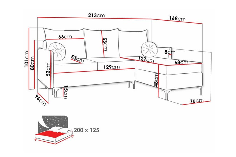 Knocklong 3-seters Hjørnesovesofa - Gul - Møbler - Sofaer - Sovesofaer - Hjørnesovesofa