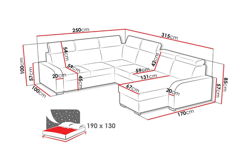 Lavona Hjørnesofa Large - Brun - Møbler - Sofaer - Sovesofaer - Hjørnesovesofa