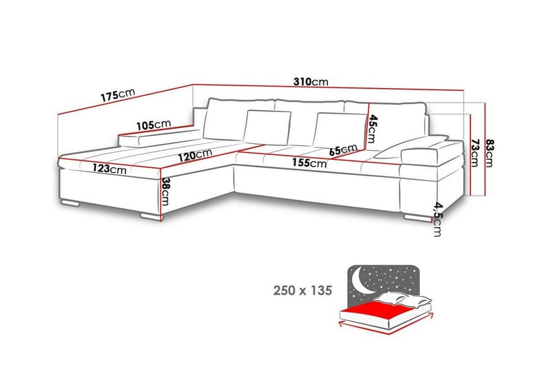 Naoma 3-seters Hjørnesovesofa - Mørkeblå - Møbler - Sofaer - Sovesofaer - Hjørnesovesofa