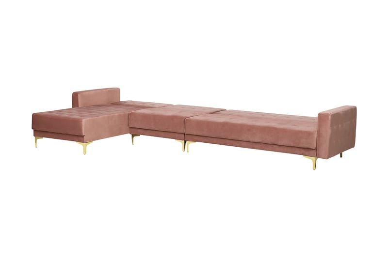 Hjørnesovesofa Stor H + Fotskammel Rosa ABERDEEN - Rosa - Møbler - Sofaer - Sovesofaer