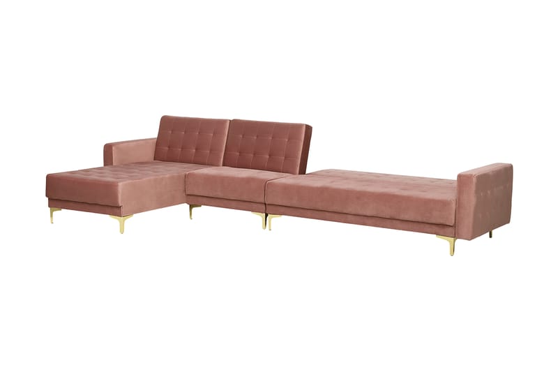 Hjørnesovesofa Stor H + Fotskammel Rosa ABERDEEN - Rosa - Møbler - Sofaer - Sovesofaer