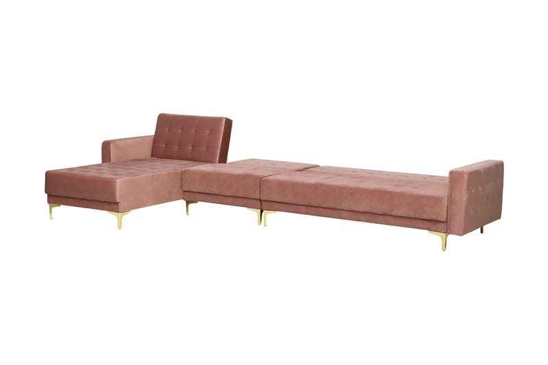 Hjørnesovesofa Stor H + Fotskammel Rosa ABERDEEN - Rosa - Møbler - Sofaer - Sovesofaer