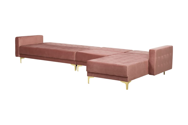 Hjørnesovesofa Stor V + Fotskammel Rosa ABERDEEN - Rosa - Møbler - Sofaer - Sovesofaer