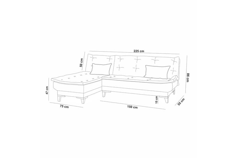 Hunterville Sovesofa med Sjeselong 4-seter - Antrasitt - Møbler - Sofaer - Sovesofaer