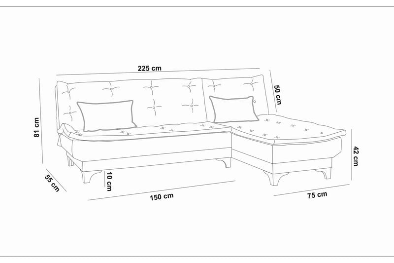 Hunterville Sovesofa med Sjeselong 4-seter - Grønn - Møbler - Sofaer - Sovesofaer