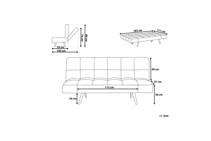 Ingaro Sovesofa 182 cm - Grå - Møbler - Sofaer - Sovesofaer