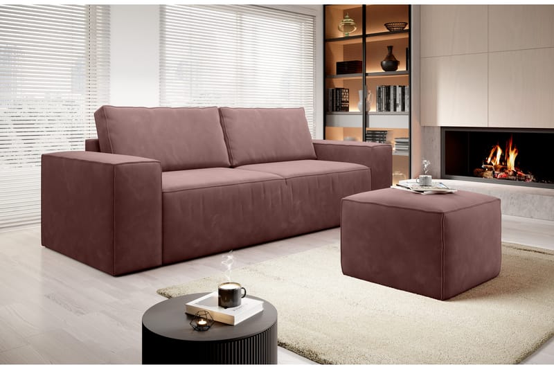 Kamli Sovesofa 3-seters med Oppbevaring - Rosa - Møbler - Sofaer - Sovesofaer