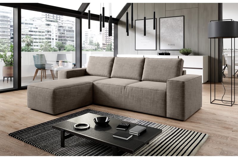 Kamli Sovesofa m. Divan med Oppbevaring - Beige - Møbler - Sofaer - Sovesofaer