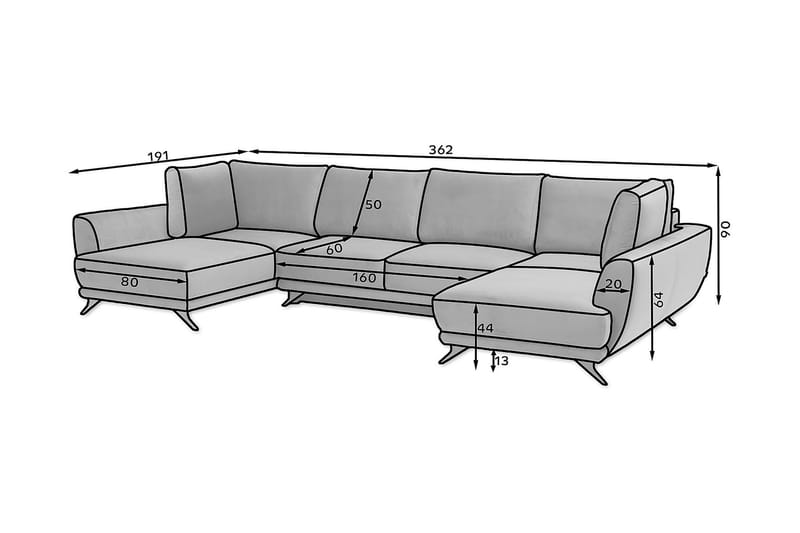 Katun Sovesofa Dobbeltsjeselong - Grå - Møbler - Sofaer - Sovesofaer