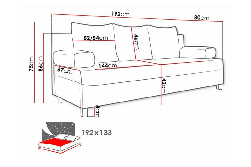 Kintore 2-seters Sovesofa - Lysegrå - Møbler - Sofaer - Sovesofaer