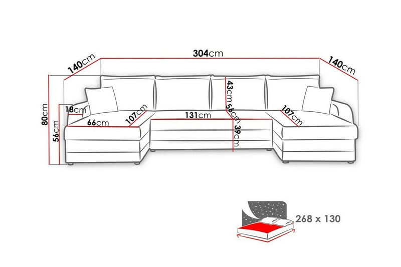 Kintore 4-seters Hjørnesovesofa - Brun - Møbler - Sofaer - Sovesofaer