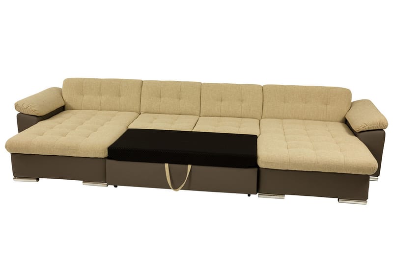 Kinzer Dyp Sovesofa Dobbeldivan 4-seters 315x130 cm U-formet - Beige / Lys - Møbler - Sofaer - Sovesofaer