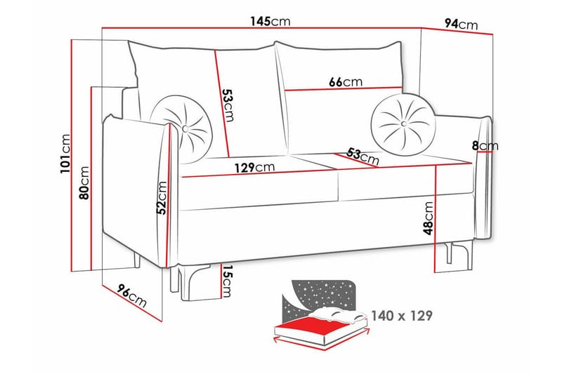 Knocklong 2-seters Sovesofa - Grå - Møbler - Sofaer - Sovesofaer