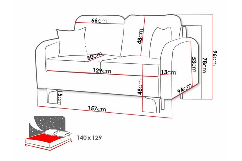 Knocklong 2-seters Sovesofa - Svart - Møbler - Sofaer - Sovesofaer