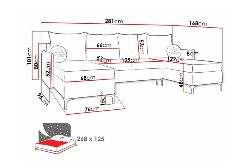 Knocklong 4-seters Hjørnesovesofa - Grå - Møbler - Sofaer - Sovesofaer