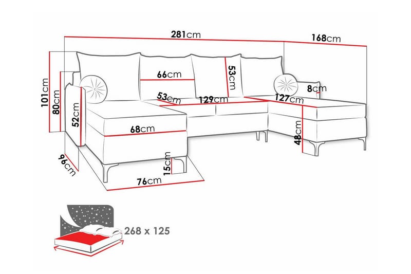 Knocklong 4-seters Hjørnesovesofa - Gul - Møbler - Sofaer - Sovesofaer