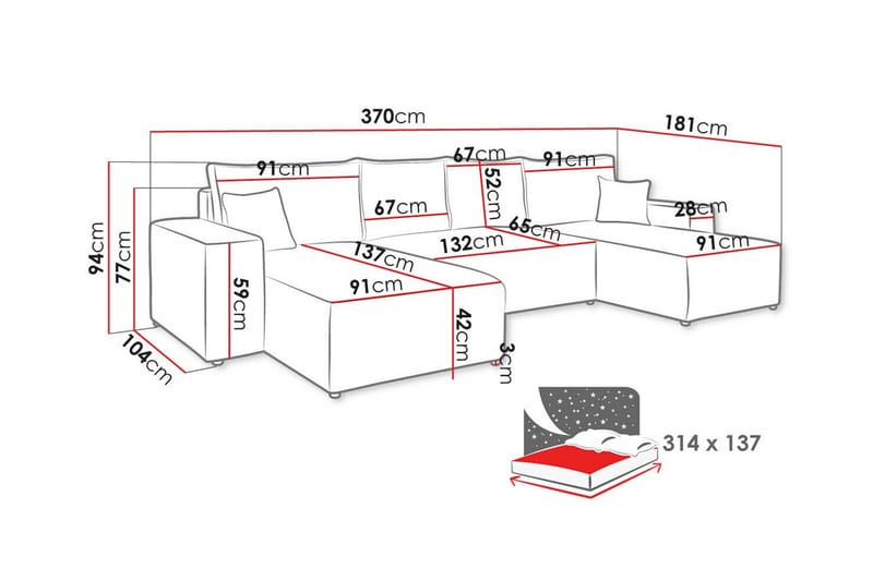 Knocklong 4-seters Hjørnesovesofa - Lyse brun - Møbler - Sofaer - Sovesofaer