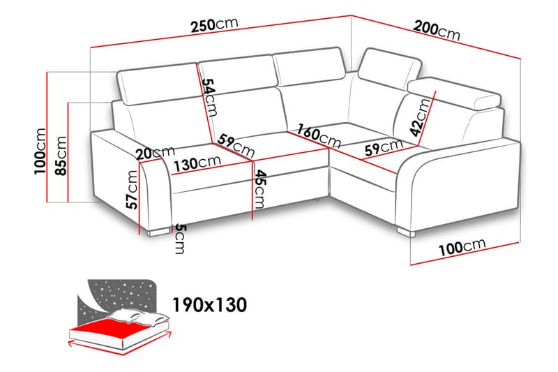 Lavona Hjørnesovesofa Vendbar - Grå - Møbler - Sofaer - Sovesofaer