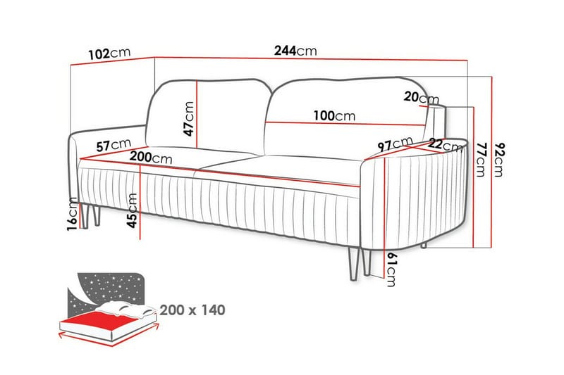 Laytown 2-seters Sovesofa - Beige/Lys Beige - Møbler - Sofaer - Sovesofaer