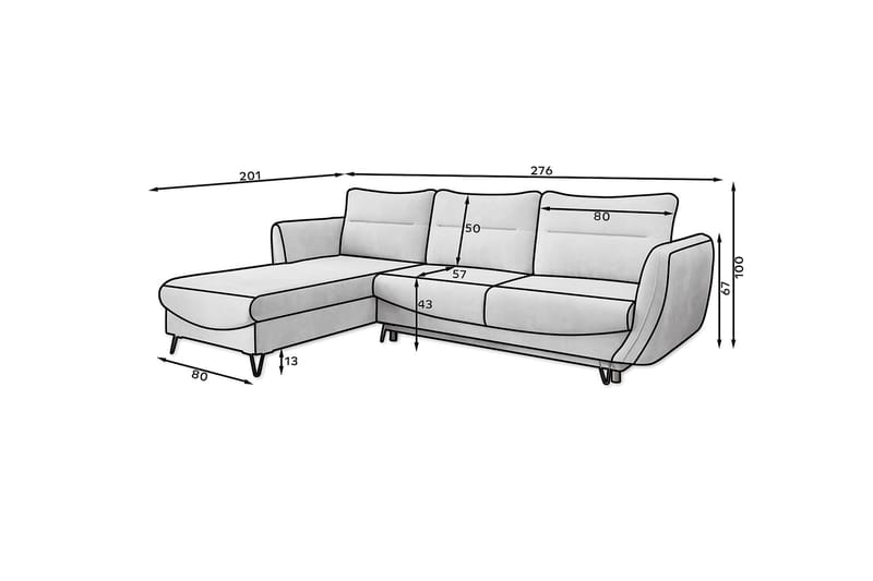 Lence Sovesofa m. Divan Oppbevaring - Beige - Møbler - Sofaer - Sovesofaer