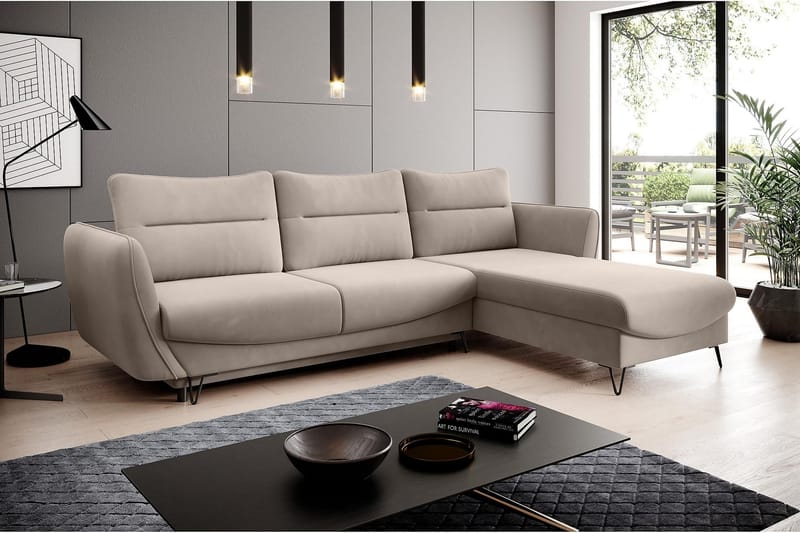 Lence Sovesofa m. Divan Oppbevaring - Beige - Møbler - Sofaer - Sovesofaer